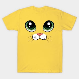 Happy Cat Face with Big Eyes - Closed Mouth T-Shirt